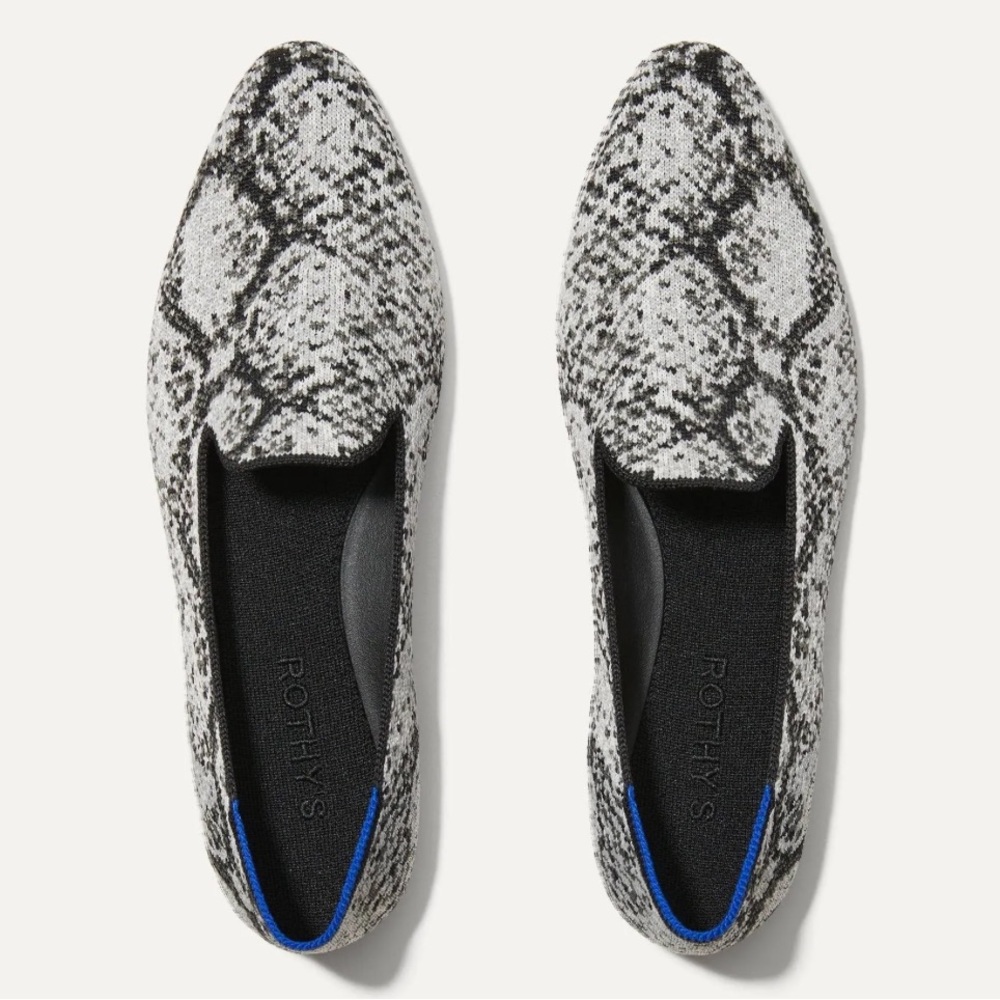 ROTHY’S Almond Loafer in Python (Black and White Print) Women's Flats